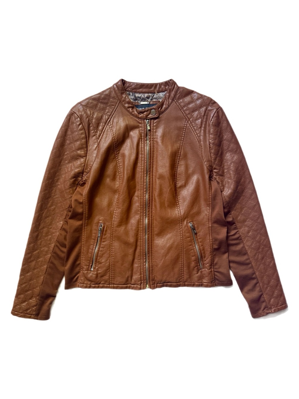 Black Rivet Brown Quilted Faux Leather Jacket
